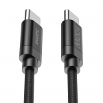 Nabíjací kábel Fabric, USB-C - USB-C, 100W, 3 m, nylon, čierny
