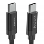 Nabíjací kábel Fabric, USB-C - USB-C, 100W, 3 m, nylon, čierny Nabíjací kábel Fabric, USB-C - USB-C, 100W, 3 m, nylon, čierny