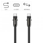 Kábel USB-C a remienok na telefón, 2v1 riešenie, 1,2 m, čierna Kábel USB-C a remienok na telefón, 2v1 riešenie, 1,2 m, čierna