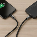 Kábel USB-C a remienok na telefón, 2v1 riešenie, 1,2 m, čierna Kábel USB-C a remienok na telefón, 2v1 riešenie, 1,2 m, čierna