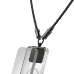Kábel USB-C a remienok na telefón, 2v1 riešenie, 1,2 m, čierna