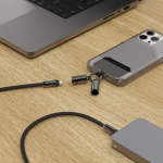 Kábel USB-C a remienok na telefón, 2v1 riešenie, 1,2 m, čierna