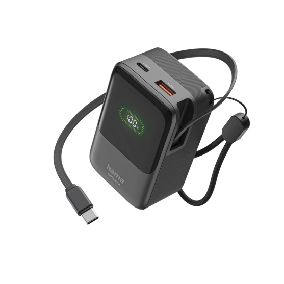 Roll Up powerbanka, 10000 mAh, 20 W, 1x USB-C, 1x USB-A, navíjací kábel