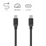 Charging Cable, USB-C - USB-C, 60 W, 1 m, black