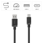 Charging Cable, USB-A - USB-C, 1 m, black
