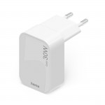 Rýchlonabíjačka, GaN, 1x USB-C, skladací mini nabíjač, PD, 30 W, biela
