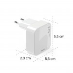 Rýchlonabíjačka, GaN, 2x USB-C, skladací mini nabíjač, PD, 40 W, biela