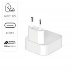 Rýchlonabíjačka, GaN, 2x USB-C, skladací mini nabíjač, PD, 40 W, biela