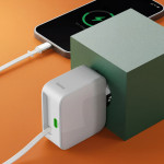Rýchlonabíjačka, GaN, 2x USB-C, vysúvateľný nabíjací kábel, PD, 30 W, biela