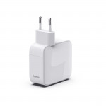 Rýchlonabíjačka, GaN, 2x USB-C, vysúvateľný nabíjací kábel, PD, 30 W, biela