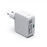 Fast Charger, GaN, 2x USB-C, Extendable Charging Cable, PD, 65 W, white