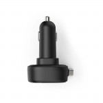 Rýchlonabíjačka do auta, 2x USB‑C, vysúvací kábel, PD, 30 W, čierna