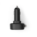 Rýchlonabíjačka do auta, 2x USB‑C, vysúvací kábel, PD, 30 W, čierna Rýchlonabíjačka do auta, 2x USB‑C, vysúvací kábel, PD, 30 W, čierna