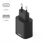Rýchla USB nabíjačka USB-C, USB-A, PD/QC 30 W, čierna Rýchla USB nabíjačka USB-C, USB-A, PD/QC 30 W, čierna