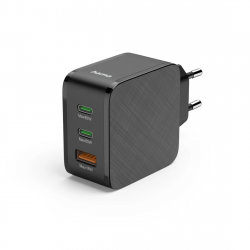 Rýchla USB nabíjačka 2x USB-C, USB-A, PD/QC 65 W, čierna