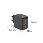 Rýchla USB nabíjačka 2x USB-C, USB-A, PD/QC 65 W, čierna Rýchla USB nabíjačka 2x USB-C, USB-A, PD/QC 65 W, čierna