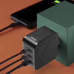 Rýchla USB nabíjačka 2x USB-C, USB-A, PD/QC 65 W, čierna Rýchla USB nabíjačka 2x USB-C, USB-A, PD/QC 65 W, čierna