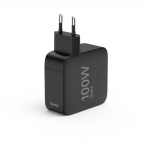 Rýchla USB nabíjačka GaN 2x USB-C, USB-A, PD 100 W, čierna Rýchla USB nabíjačka GaN 2x USB-C, USB-A, PD 100 W, čierna