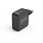 Rýchla USB nabíjačka GaN 2x USB-C, USB-A, PD 100 W, čierna Rýchla USB nabíjačka GaN 2x USB-C, USB-A, PD 100 W, čierna