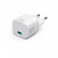 Fast Charger, GaN, USB-C, PD/Qualcomm®, Zero Standby, 30 W, white