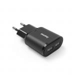 Nabíjačka, 2x USB-A, 12 W, čierna