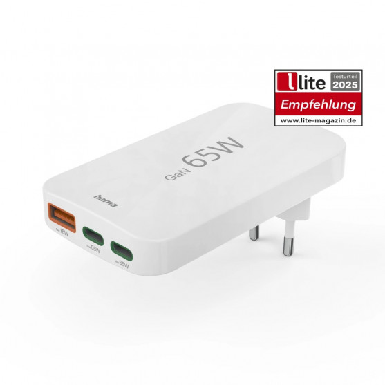 Rýchlonabíjačka, 2x USB-C, 1x USB-A, plochá mini nabíjačka, PD, 65 W, WS
