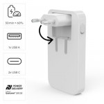 Rýchlonabíjačka, 2x USB-C, 1x USB-A, plochá mini nabíjačka, PD, 65 W, WS