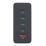 USB nabíjačka GaN, 5 portov, 4x USB‑C + USB‑A, PD, 240 W