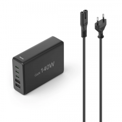 USB nabíjačka GaN, 5 portov, 3x USB‑C + 2x USB‑A, PD, 140 W