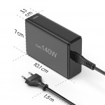 USB nabíjačka GaN, 5 portov, 3x USB‑C + 2x USB‑A, PD, 140 W USB nabíjačka GaN, 5 portov, 3x USB‑C + 2x USB‑A, PD, 140 W