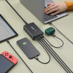 USB nabíjačka GaN, 5 portov, 3x USB‑C + 2x USB‑A, PD, 140 W USB nabíjačka GaN, 5 portov, 3x USB‑C + 2x USB‑A, PD, 140 W