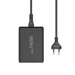 USB nabíjačka GaN, 5 portov, 3x USB‑C + 2x USB‑A, PD, 140 W