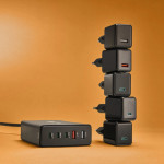 USB nabíjačka GaN, 5 portov, 3x USB‑C + 2x USB‑A, PD, 140 W