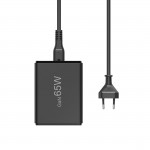 USB nabíjačka GaN, 4 porty, 2x USB‑C + 2x USB‑A, PD, 65 W