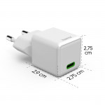 Rýchlonabíjačka, USB-C, supermini nabíjačka, PD, 20 W, biela Rýchlonabíjačka, USB-C, supermini nabíjačka, PD, 20 W, biela