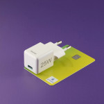 Rýchlonabíjačka, USB-C, super mini nabíjačka, PD, 25 W, biela