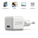 Rýchlonabíjačka, USB-C, super mini nabíjačka, PD, 25 W, biela Rýchlonabíjačka, USB-C, super mini nabíjačka, PD, 25 W, biela