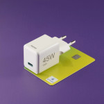 Rýchlonabíjačka, GaN, USB-C, super mini nabíjačka, PD, 45 W, biela
