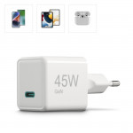 Rýchlonabíjačka, GaN, USB-C, super mini nabíjačka, PD, 45 W, biela Rýchlonabíjačka, GaN, USB-C, super mini nabíjačka, PD, 45 W, biela