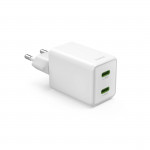 Rýchlonabíjačka, GaN, 2x USB-C, super mini nabíjačka, PD, 40 W, biela