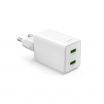 Rýchlonabíjačka, GaN, 2x USB-C, super mini nabíjačka, PD, 40 W, biela Rýchlonabíjačka, GaN, 2x USB-C, super mini nabíjačka, PD, 40 W, biela