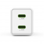Rýchlonabíjačka, GaN, 2x USB-C, super mini nabíjačka, PD, 40 W, biela Rýchlonabíjačka, GaN, 2x USB-C, super mini nabíjačka, PD, 40 W, biela