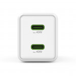 Rýchlonabíjačka, GaN, 2x USB-C, super mini nabíjačka, PD, 40 W, biela