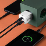 Rýchla USB nabíjačka USB-C + USB-A, PD/QC, 20 W