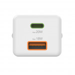 Rýchla USB nabíjačka USB-C + USB-A, PD/QC, 20 W