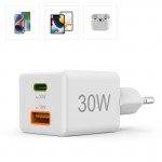 Rýchla USB nabíjačka USB-C + USB-A, PD/QC, 30 W