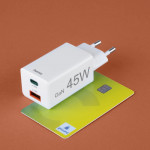 Rýchla USB nabíjačka GaN USB-C + USB-A, PD/QC, 45 W
