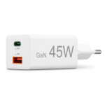 Rýchla USB nabíjačka GaN USB-C + USB-A, PD/QC, 45 W