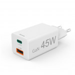 Rýchla USB nabíjačka GaN USB-C + USB-A, PD/QC, 45 W Rýchla USB nabíjačka GaN USB-C + USB-A, PD/QC, 45 W