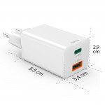 Rýchla USB nabíjačka GaN USB-C + USB-A, PD/QC, 45 W Rýchla USB nabíjačka GaN USB-C + USB-A, PD/QC, 45 W